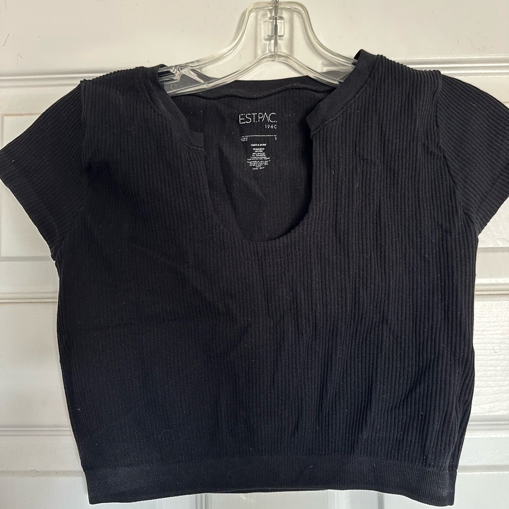 Black Ribbed Women's Top PacSun size S